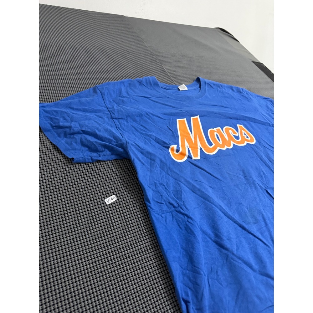 Gildan Ultra Cotton Macs McIntyre's Bar Graphic T-Shirt Blue Orange Mens XL - Picture 2 of 7